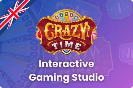 Evolution Gaming live studio with Crazy Time wheel and professional dealer broadcasting game show for UK casino players